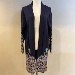 Jessica London Navy Open Front paisley print Cardigan size 14/16